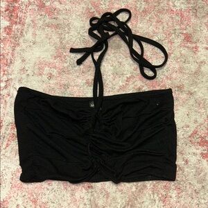 Black Ruched Bandeau Top